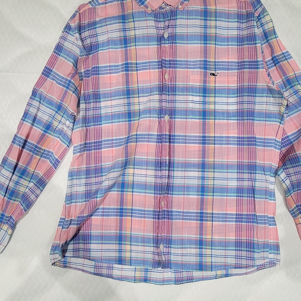 Vineyard Vines Pink and Blue Casual Button Down Shirt